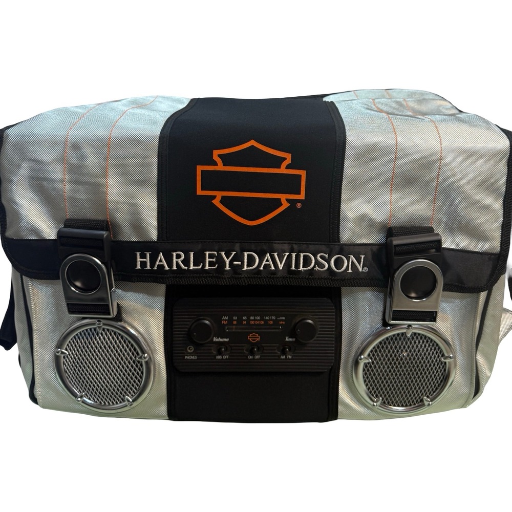 Vtg Harley-Davidson Radio Cooler Bag Unisex 18-Pack Silver AM/FM Speakers Repair